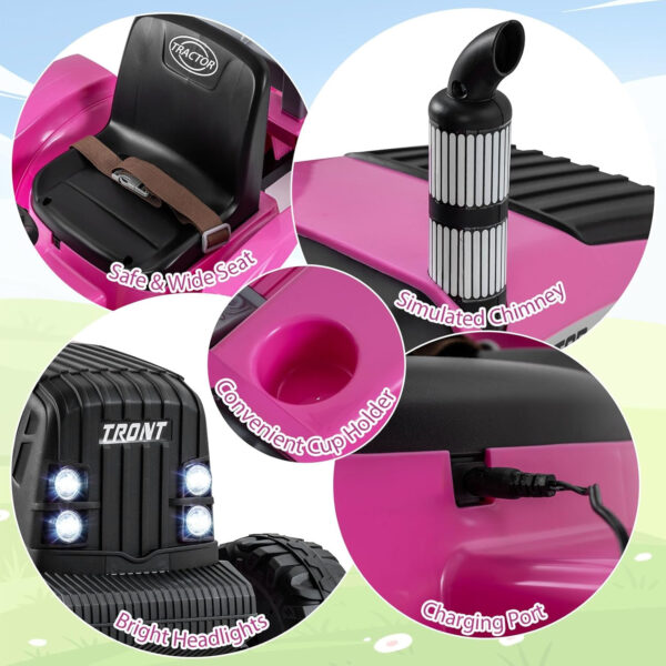 Tractor electric pentru copii TRONT Pink - imagine 4